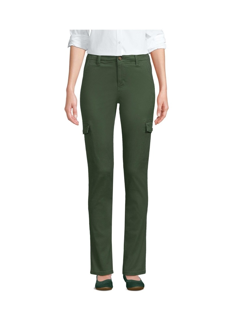 Lands' End Women's Petite Mid Rise Slim Cargo Chino Pants - Estate green