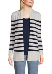 Lands' End Petite Long Sleeve Open Long Cardigan Sweater - Multi harbor stripe