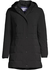 Lands' End Women's Petite Quilted Stretch Down Coat - Black