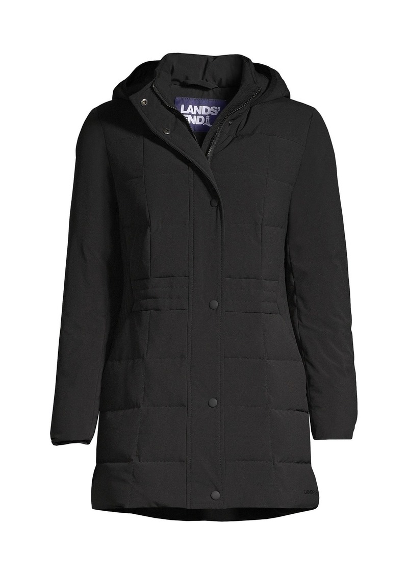 Lands' End Women's Petite Quilted Stretch Down Coat - Black