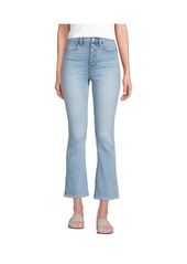 Lands' End Petite Recover High Rise Button Front Kick Flare Crop Jeans - Arctic indigo