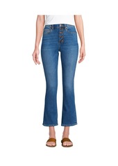 Lands' End Petite Recover High Rise Button Front Kick Flare Crop Jeans - Beau blue