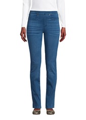 Lands' End Petite Starfish Mid Rise Knit Denim Straight Jeans - Light brook