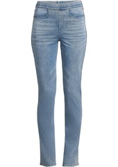 Lands' End Petite Starfish Mid Rise Knit Denim Straight Jeans - Light brook