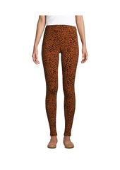 Lands' End Women's Starfish Mid Rise Knit Leggings - Burnt caramel leopard print