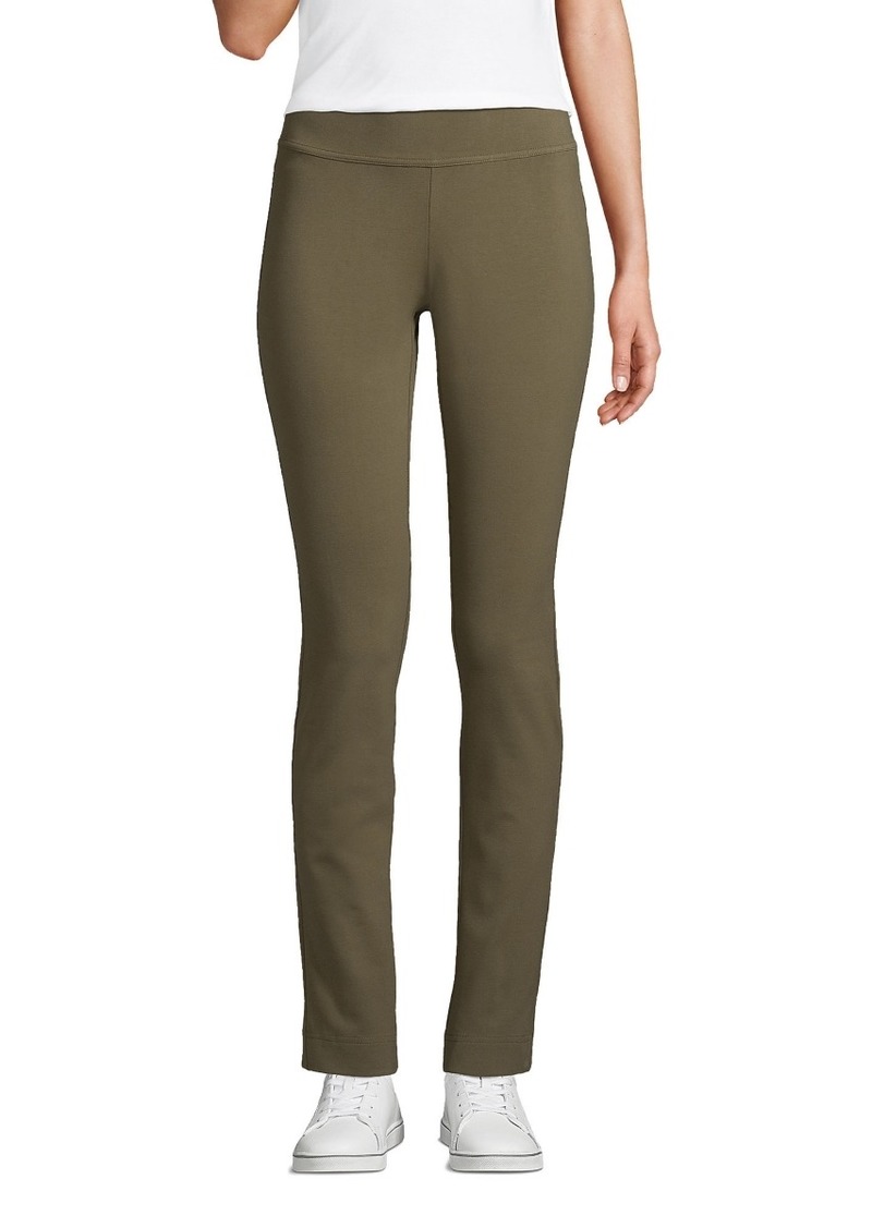 Lands' End Women's Starfish Mid Rise Slim Leg Elastic Waist Pull On Pants - Forest moss