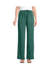 Lands' End Petite Tencel Fiber High Rise Wide Leg Pants - Washed evergreen