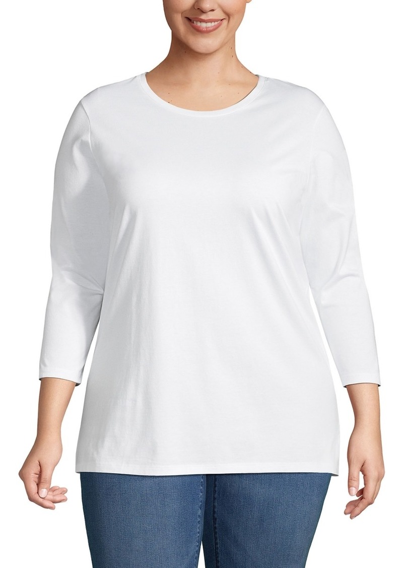 Lands' End Plus Size 3/4 Sleeve Cotton Supima Tunic - White