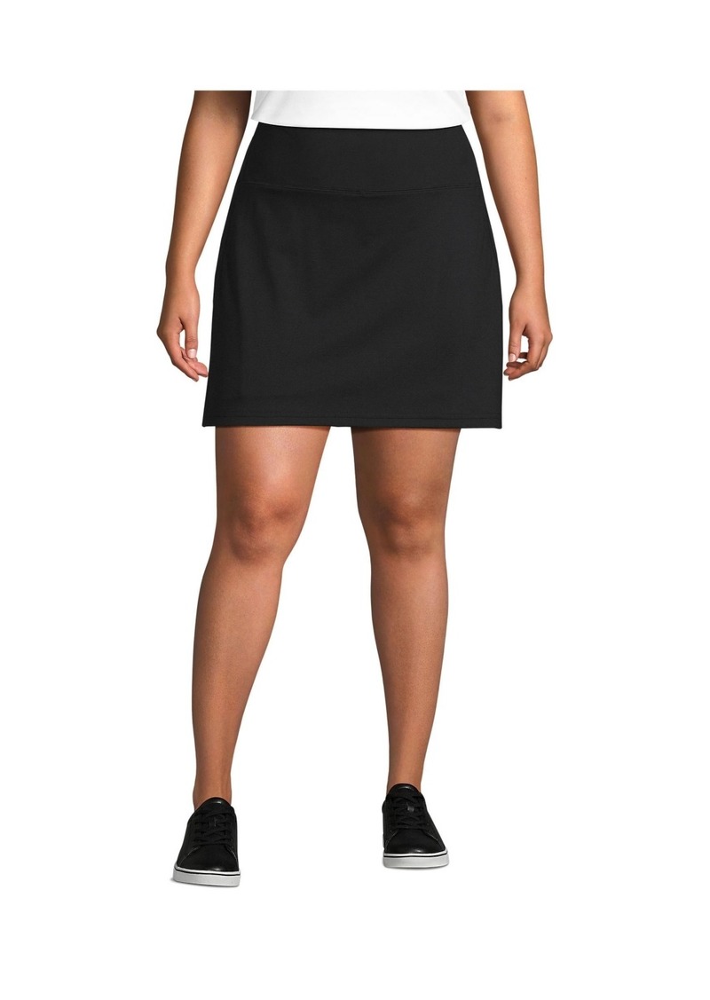 Lands' End Plus Size Active High Impact High Rise Flat Front Skorts - Black