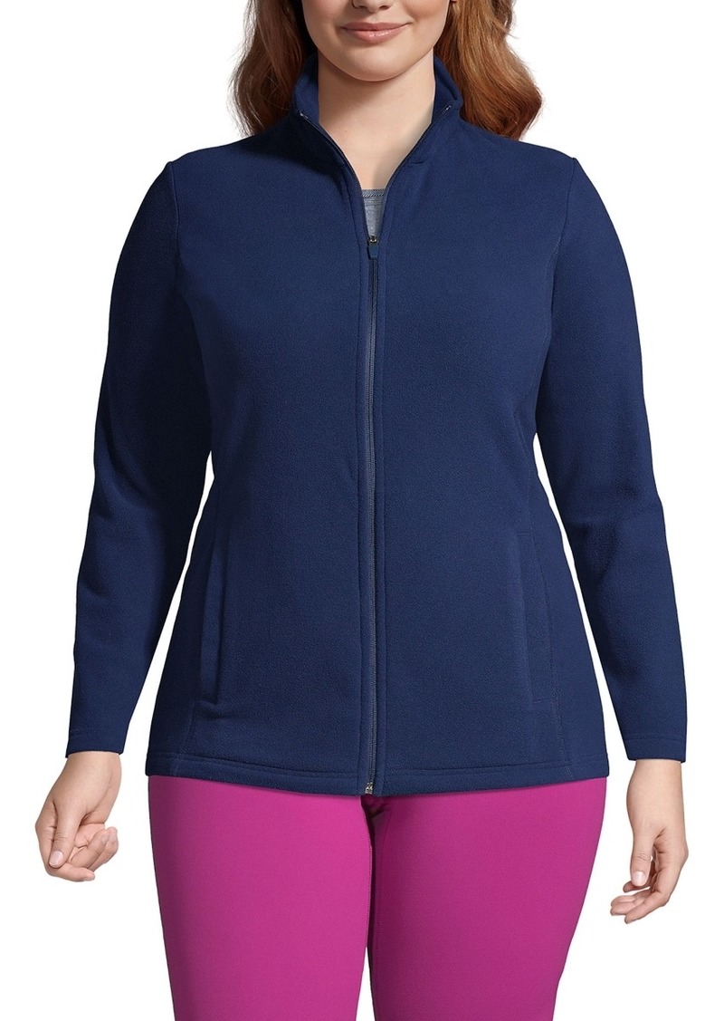 Lands' End Plus Size Anyweather Fleece Full Zip Jacket - Deep sea navy