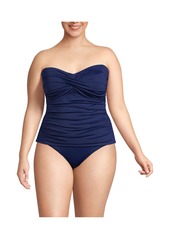 Lands' End Plus Size Bandeau Tankini Swimsuit Top - Deep sea navy