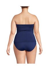 Lands' End Plus Size Bandeau Tankini Swimsuit Top - Deep sea navy