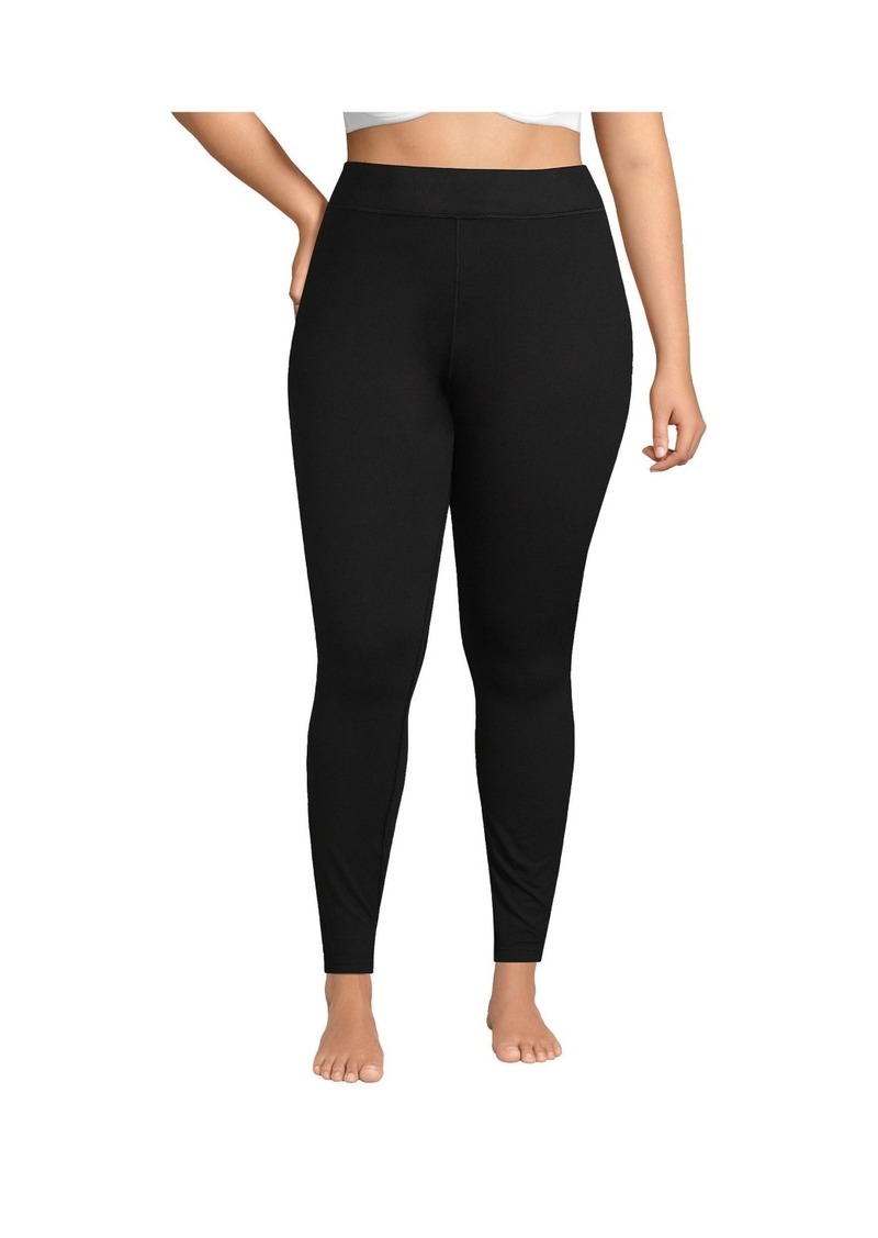 Lands' End Plus Size Baselayer Cozy Thermaskin Pants - Black