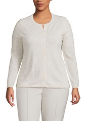 Lands' End Plus Size Cashmere Cardigan Sweater - Black