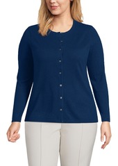 Lands' End Plus Size Cashmere Cardigan Sweater - Black