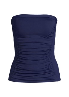 Lands' End Plus Size Chlorine Resistant Bandeau Tankini Swimsuit Top with Removable Adjustable Straps - Deep sea navy