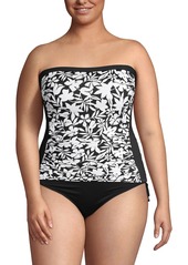 Lands' End Plus Size Chlorine Resistant Bandeau Tankini Swimsuit Top with Removable Adjustable Straps - Deep sea navy