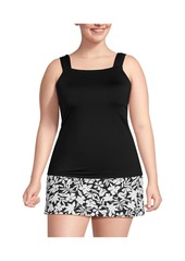 Lands' End Plus Size Cap Sleeve High Neck Tankini Swimsuit Top - Blackberry