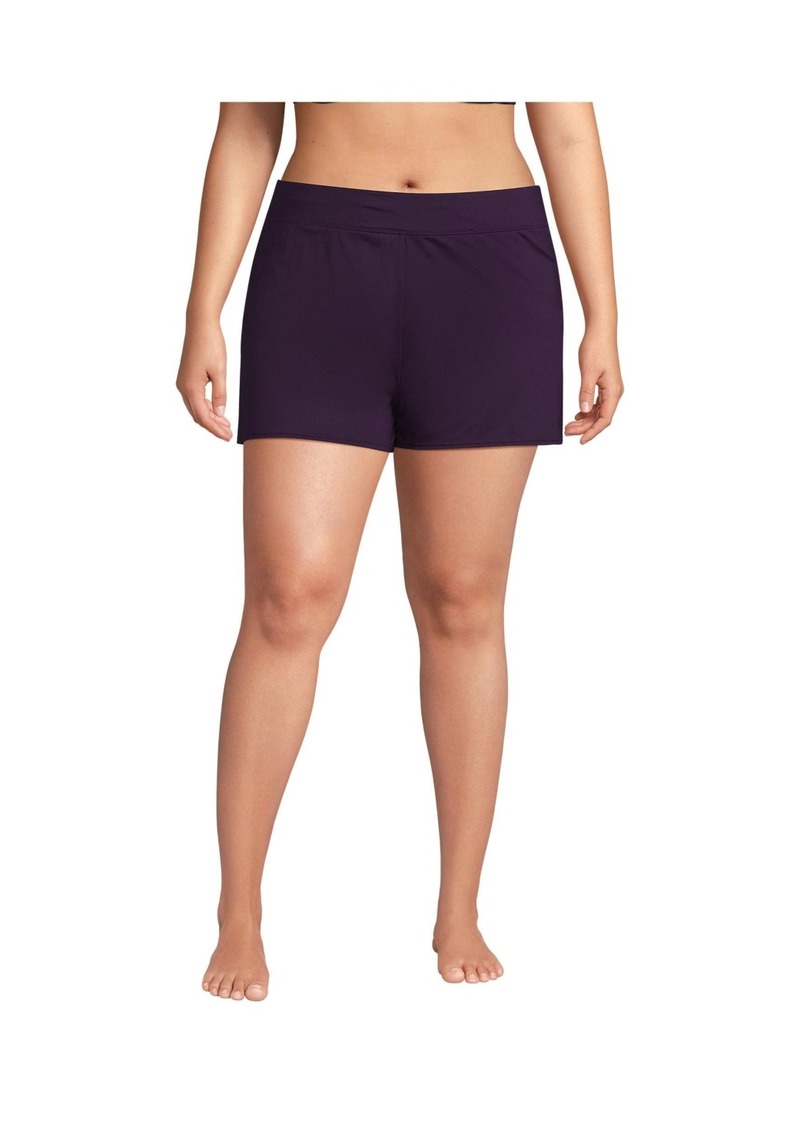 "Lands' End Plus Size Smoothing Control 3"" Swim Short - Blackberry"