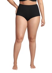 Lands' End Plus Size Tummy Control Tugless High Waisted Bikini Swim Bottoms - Deep sea navy