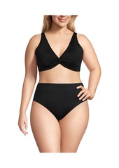 Lands' End Plus Size Twist Front Underwire Bikini Swimsuit Top - Black