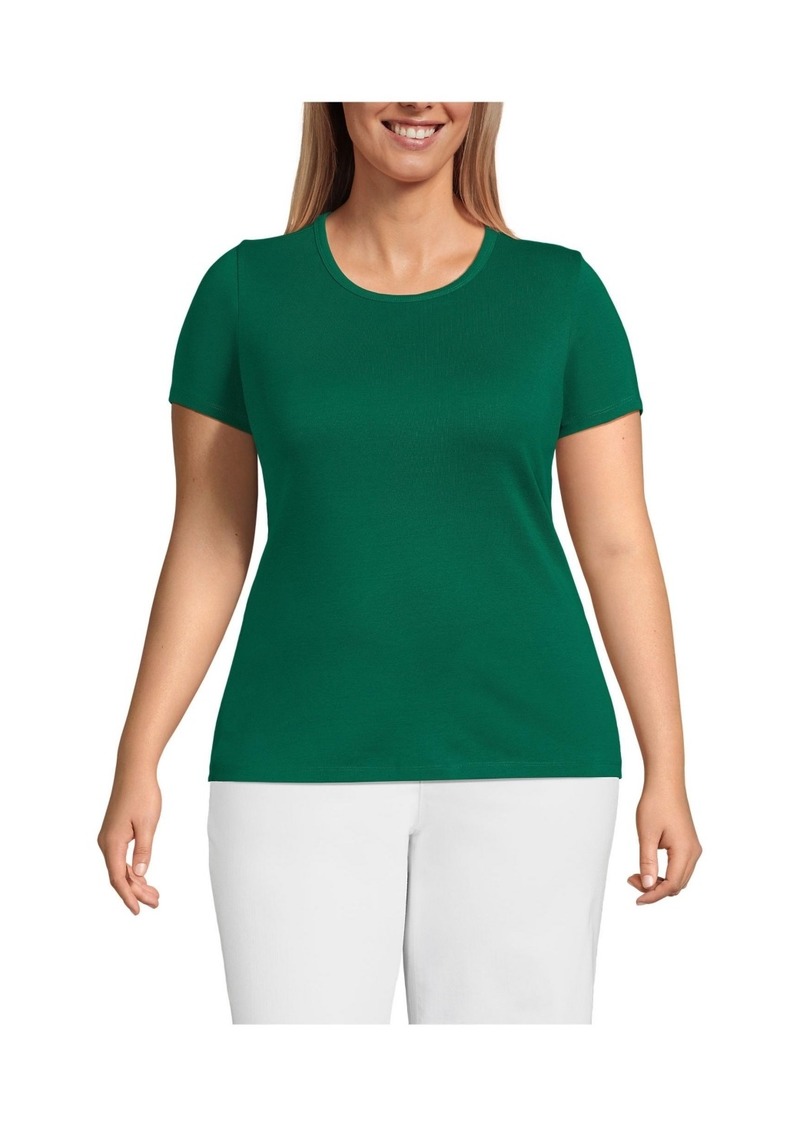 Lands' End Plus Size Cotton Rib T-shirt - Bright spruce