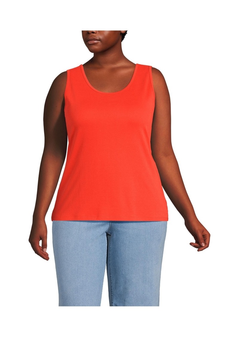 Lands' End Plus Size Cotton Tank Top - Rich persimmon