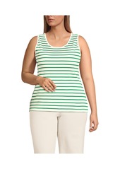 Lands' End Plus Size Cotton Tank Top - Rich persimmon