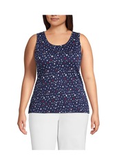 Lands' End Plus Size Cotton Tank Top - Rich persimmon