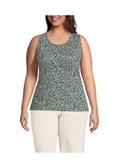 Lands' End Plus Size Cotton Tank Top - Rich persimmon