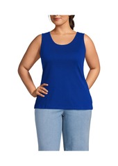 Lands' End Plus Size Cotton Tank Top - Rich persimmon