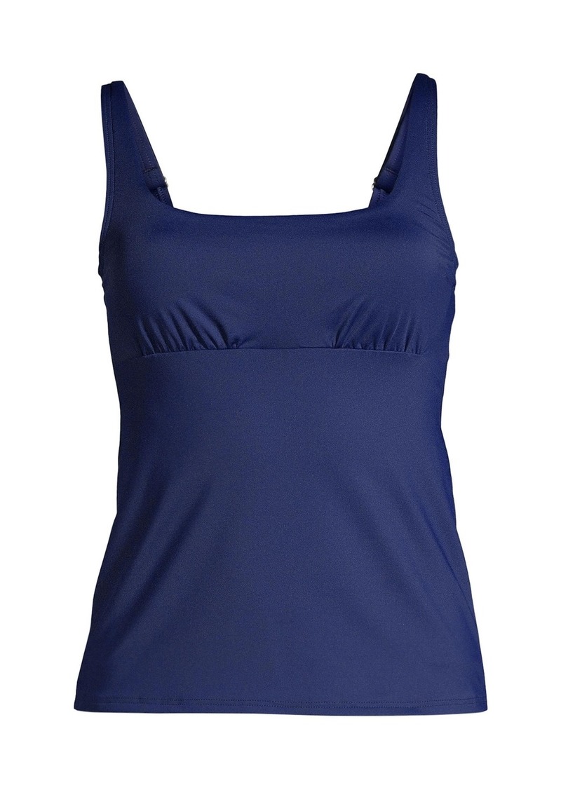 Lands' End Plus Size Dd-Cup Square Neck Underwire Tankini Swimsuit Top - Deep sea navy