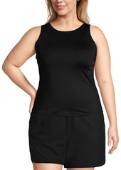 Lands' End Women's Dd-Cup High Neck Upf 50 Modest Tankini Swimsuit Top - Black