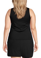 Lands' End Women's Dd-Cup High Neck Upf 50 Modest Tankini Swimsuit Top - Black