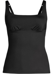 Lands' End Plus Size Dd-Cup Square Neck Underwire Tankini Swimsuit Top - Deep sea navy