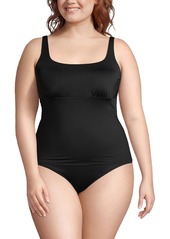 Lands' End Plus Size Dd-Cup Square Neck Underwire Tankini Swimsuit Top - Deep sea navy