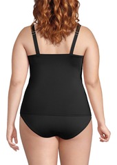 Lands' End Plus Size Dd-Cup Square Neck Underwire Tankini Swimsuit Top - Deep sea navy