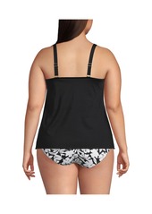 Lands' End Plus Size Ddd-Cup V-Neck Tulip Hem Tankini Swimsuit Top - Prism pink