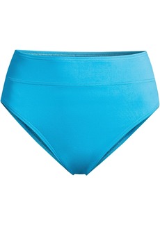 Lands' End Plus Size High Leg High Waisted Bikini Swim Bottoms - Turquoise