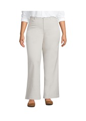 Lands' End Women's High Rise 5 Pocket Wide Leg Chino Pants - Light stone