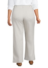 Lands' End Women's High Rise 5 Pocket Wide Leg Chino Pants - Light stone