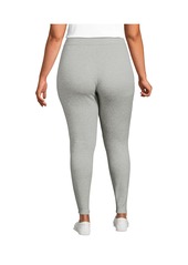 Lands' End Plus Size High Rise Serious Sweats Fleece Lined Pocket Leggings - Gray heather