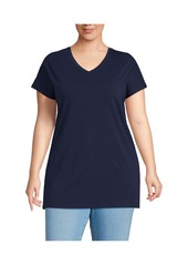 Lands' End Plus Size Lightweight Jersey Extra Long Tunic - Deep sea navy