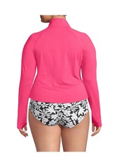 Lands' End Plus Size Long Sleeve Rash Guard Cover-up Upf 50 - White