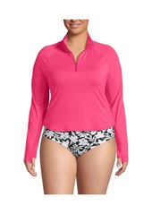 Lands' End Plus Size Long Sleeve Rash Guard Cover-up Upf 50 - White