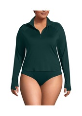 Lands' End Plus Size Long Sleeve Rash Guard Cover-up Upf 50 - Rouge pink