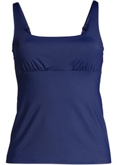 Lands' End Women's Mastectomy Square Neck Tankini Swimsuit Top Adjustable Straps - Deep sea navy