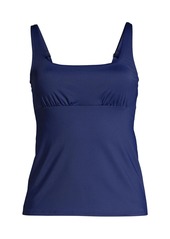 Lands' End Women's Mastectomy Square Neck Tankini Swimsuit Top Adjustable Straps - Deep sea navy