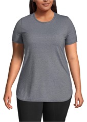 Lands' End Plus Size Moisture Wicking Upf Sun T-Shirt - Black pinstripe