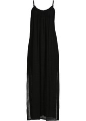 Lands' End Plus Size Rayon Poly Rib Scoop Neck Swim Cover-up Maxi Dress - Black